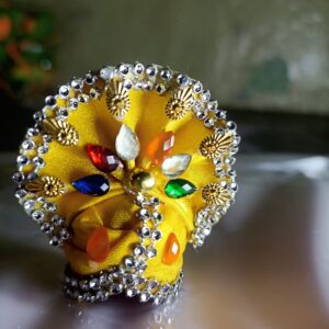 Laddu Gopal Pagdi Mukut Size 4 Colourful Flower Pagdi Set for Krishna, Ladoo Gopal and Radha Rani