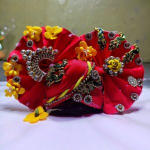 /Laddu Gopal/Kanhaji/Bal Gopal/Kanha/Bal Gopal/Thakurji Yellow Pink Mukut/Pagdi